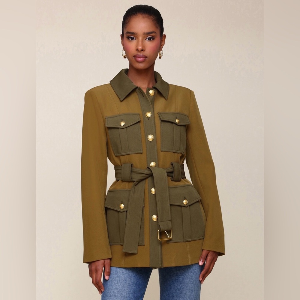 Avec Les Filles Belted Military Jacket, Size XS, NWT